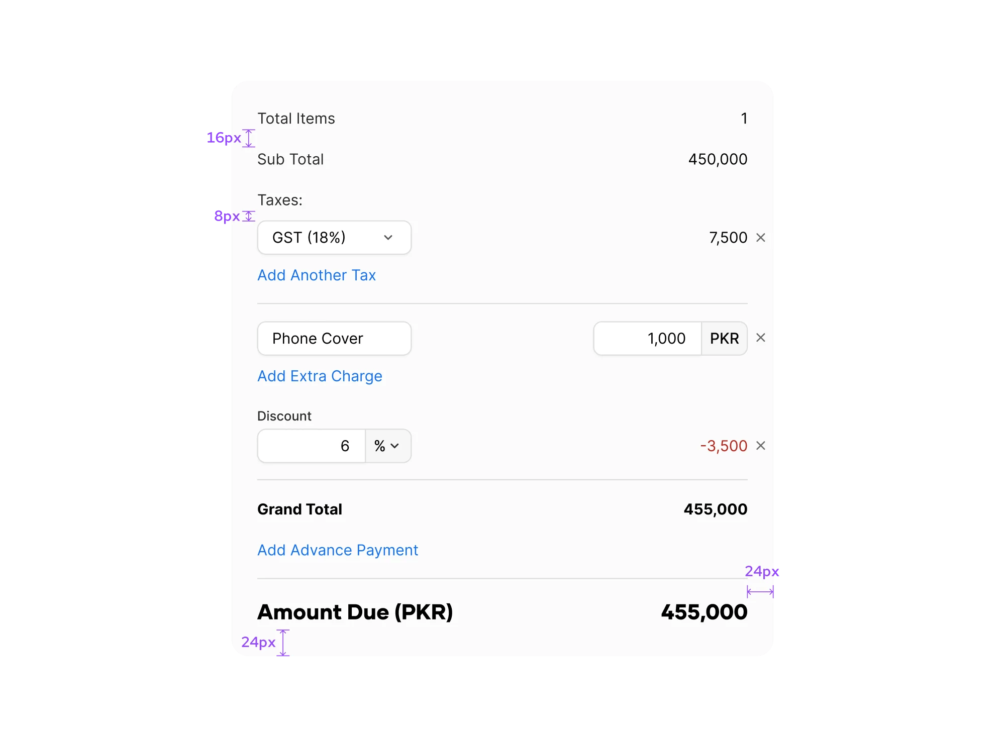 summary card UI