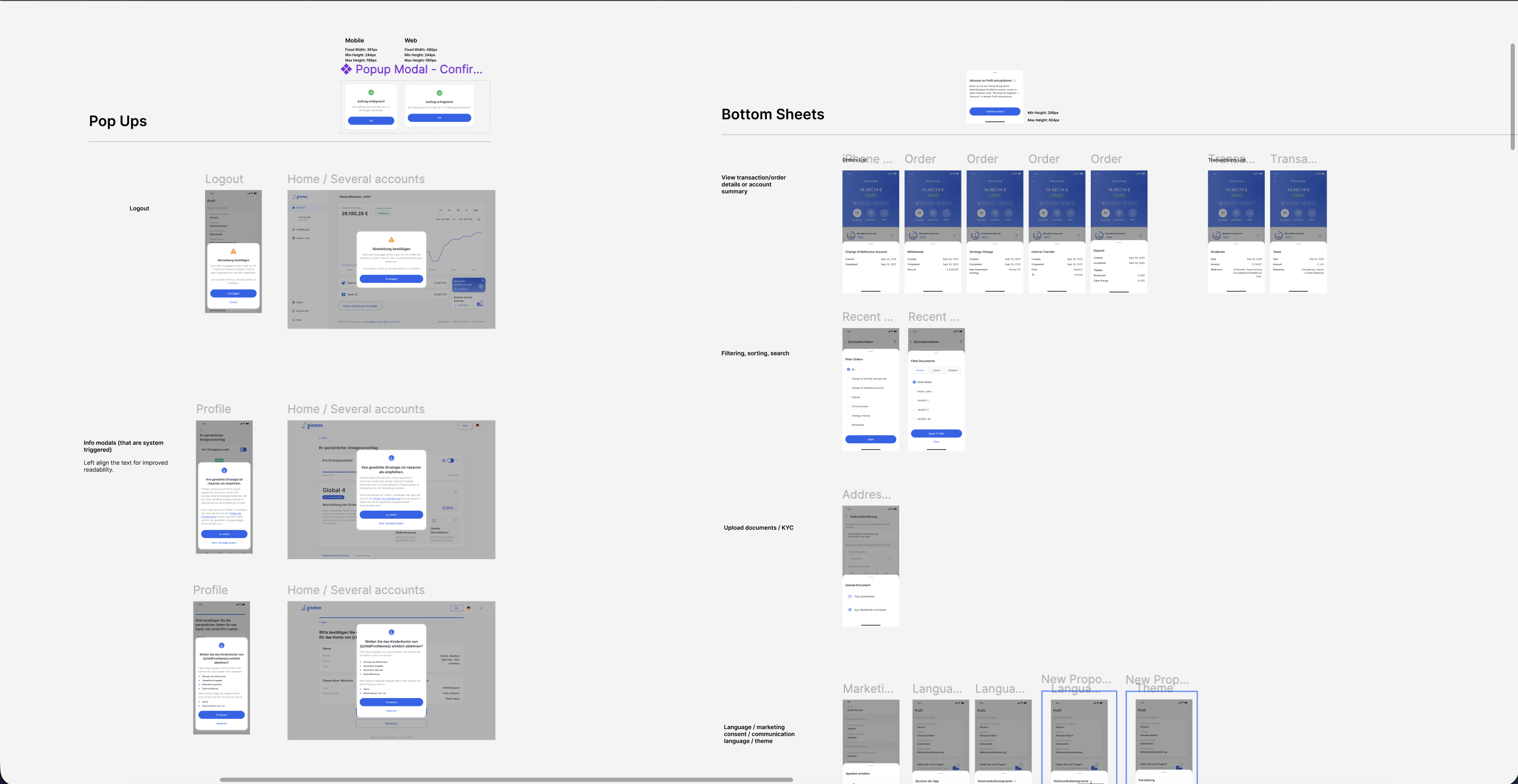 Pop Ups and Bottom Sheets in context across product flows