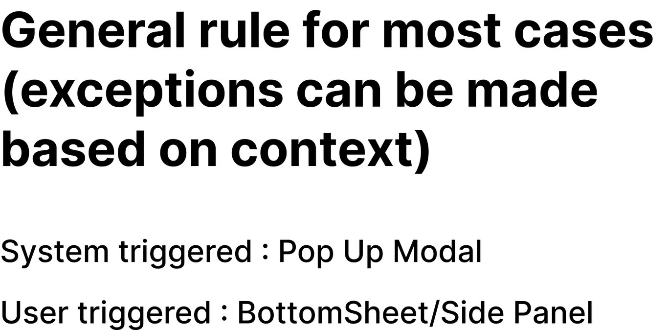 The subtraction: one question. If the system raised it, it interrupts and becomes a modal. If the user opened it, it preserves flow and becomes a sheet or panel.