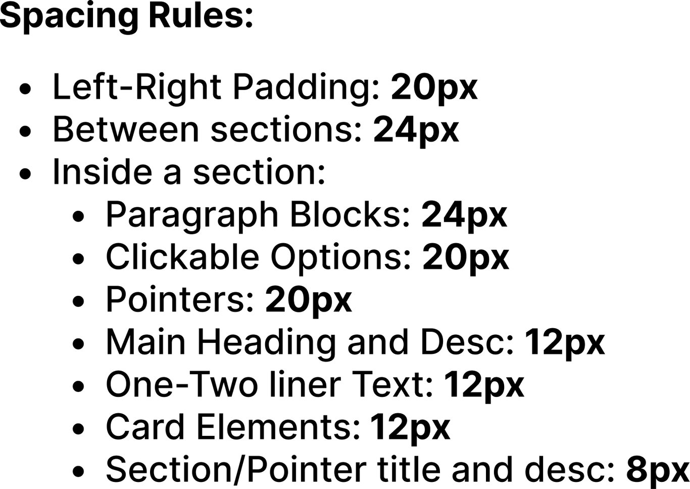 Internal spacing rules tied to the spacing tokens.