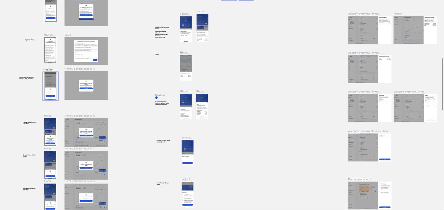 Every identified use case designed out, organized by surface, on web.