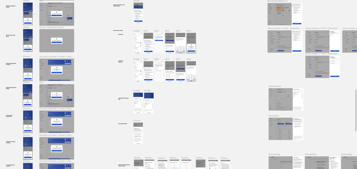 Not a representative sample. The whole set: deposits, withdrawals, strategy changes, KYC, onboarding, performance, and more — mobile.