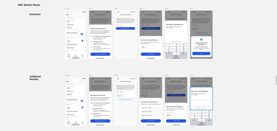 The flow the project opened with, fixed. MFA moves from a stranded modal to a bottom sheet on mobile.