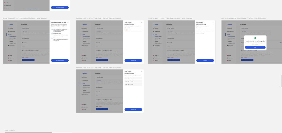 MFA moves to a side panel on web, with the page still visible behind it.