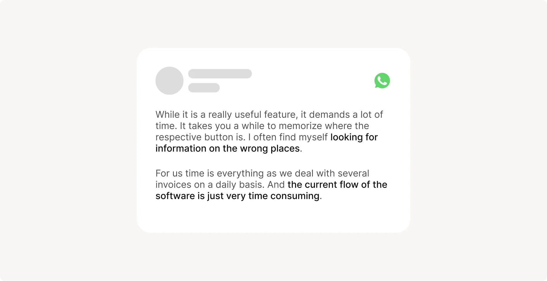 User quotes on invoicing pain points