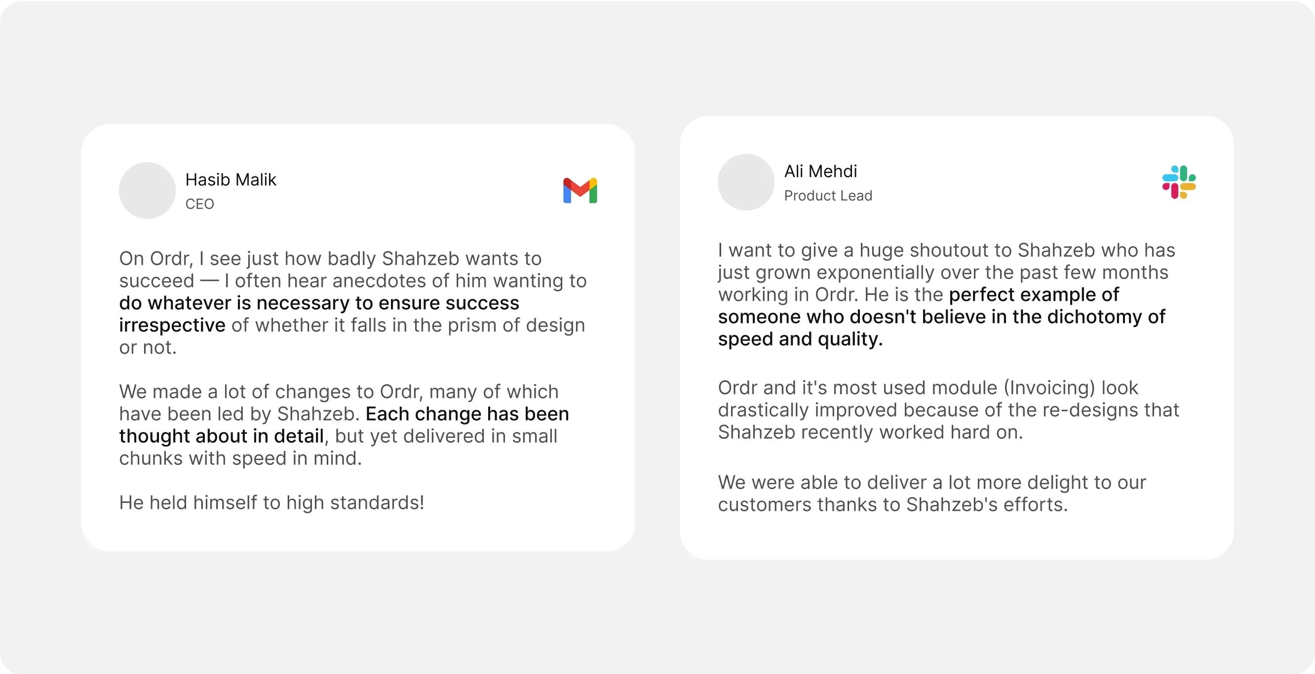 Stakeholder feedback