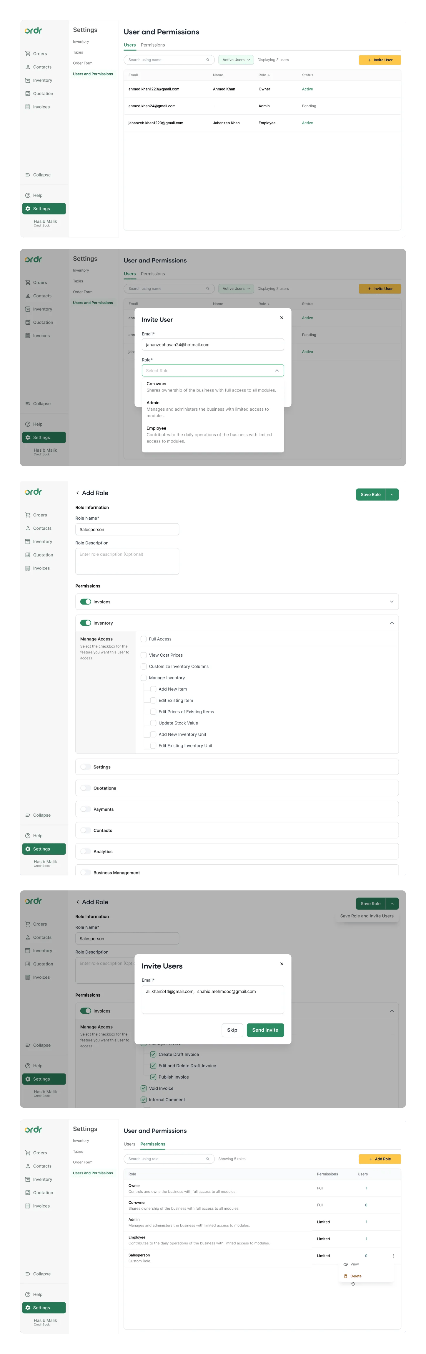Ordr MAC solution, user management